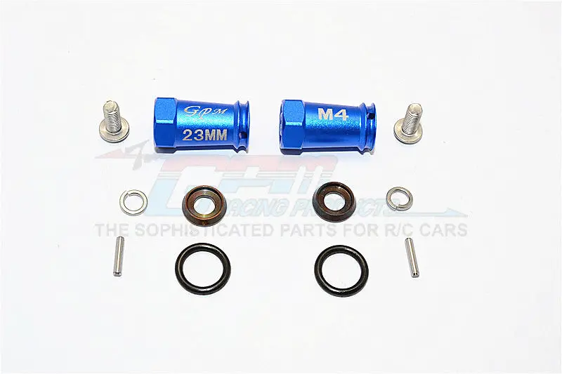 Axial Scx10 Ii (Ax90046, Ax90047) Aluminum Wheel Hex Adapters (4Mm Hole & 23Mm Width) - 1Pr Set Blue 1