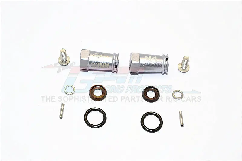 Axial Scx10 Ii (Ax90046, Ax90047) Aluminum Wheel Hex Adapters (4Mm Hole & 23Mm Width) - 1Pr Set Gray Silver 1