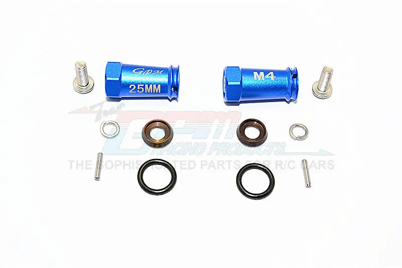 Axial Scx10 Ii (Ax90046, Ax90047) Aluminum Wheel Hex Adapters (4Mm Hole & 25Mm Width) - 1Pr Set Blue 1
