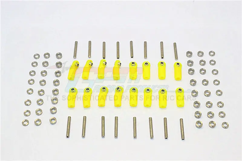 Axial Scx10 Ii (Ax90046, Ax90047) Plastic Ball Ends For Original Link Parts (Suitable For Wheelbase 313Mm-338Mm) - 1 Set Yellow 1
