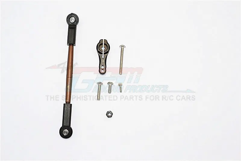 Axial Scx10 Ii (Ax90046, Ax90047) Spring Steel Adjustable Servo Rod & 25T Servo Horn - 2Pcs Set Black 1