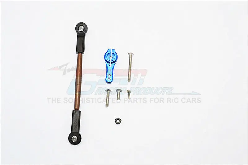 Axial Scx10 Ii (Ax90046, Ax90047) Spring Steel Adjustable Servo Rod & 25T Servo Horn - 2Pcs Set Blue 1