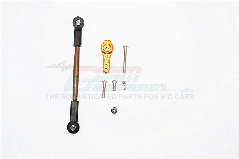 Axial Scx10 Ii (Ax90046, Ax90047) Spring Steel Adjustable Servo Rod & 25T Servo Horn - 2Pcs Set Orange 1