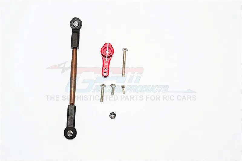 Axial Scx10 Ii (Ax90046, Ax90047) Spring Steel Adjustable Servo Rod & 25T Servo Horn - 2Pcs Set Red 1