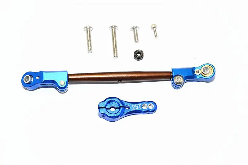 Axial Scx10 Ii (Ax90046, Ax90047) Spring Steel Adjustable Servo Rod With Aluminum Ends & 25T Servo Horn - 2Pcs Set Blue 1