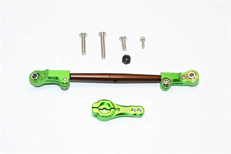 Axial Scx10 Ii (Ax90046, Ax90047) Spring Steel Adjustable Servo Rod With Aluminum Ends & 25T Servo Horn - 2Pcs Set Green 1