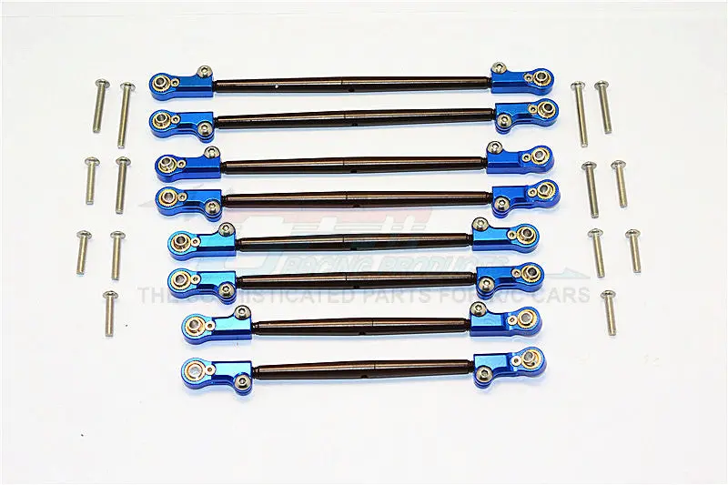 Axial Scx10 Ii (Ax90046) Spring Steel Front+Rear Rod Link With Aluminum Ends - 8Pcs Set Blue 1