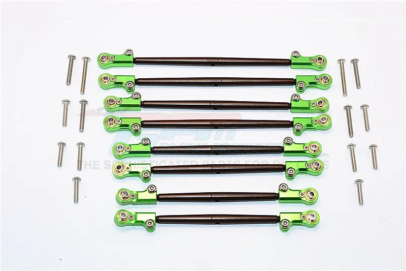 Axial Scx10 Ii (Ax90046) Spring Steel Front+Rear Rod Link With Aluminum Ends - 8Pcs Set Green 1