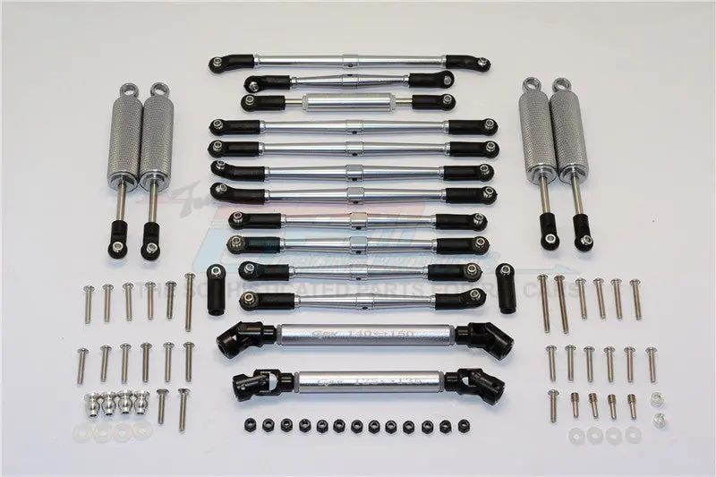 Axial Scx10 Ii (Ax90047) Aluminum Chassis Lift Combo (Switch From 77Mm To 87Mm) - 77Pcs Set Gray Silver 1
