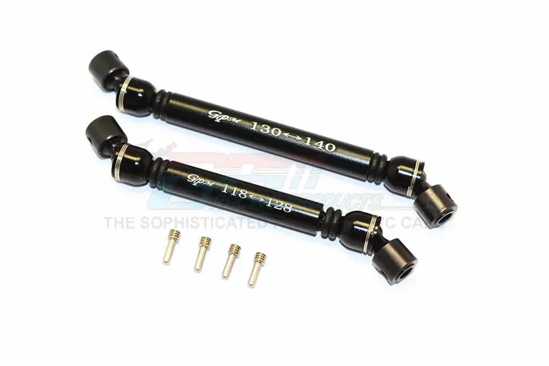 Axial Scx10 Ii (Ax90047) Aluminum Front+Rear Center Shaft With Steel Joint (S:118Mm-128Mm, L:130Mm-140Mm) - 1 Set Black 1