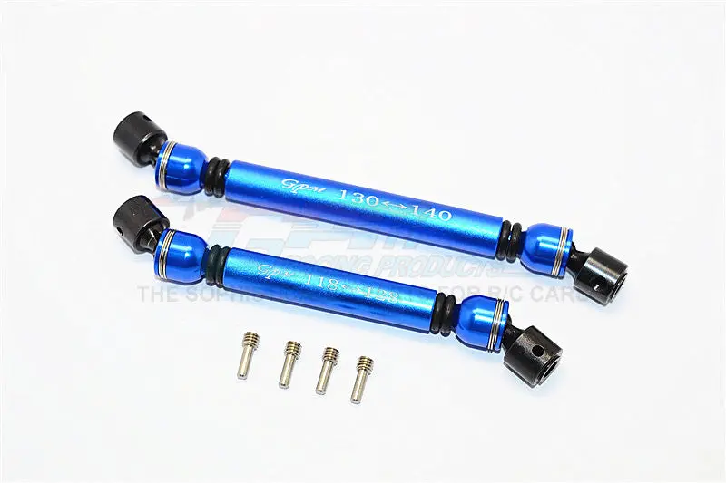 Axial Scx10 Ii (Ax90047) Aluminum Front+Rear Center Shaft With Steel Joint (S:118Mm-128Mm, L:130Mm-140Mm) - 1 Set Blue 1