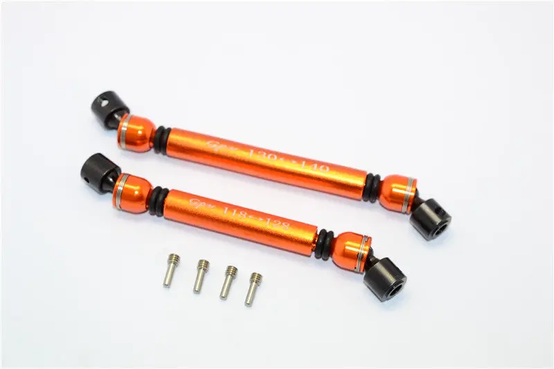 Axial Scx10 Ii (Ax90047) Aluminum Front+Rear Center Shaft With Steel Joint (S:118Mm-128Mm, L:130Mm-140Mm) - 1 Set Orange 1