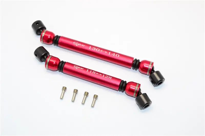 Axial Scx10 Ii (Ax90047) Aluminum Front+Rear Center Shaft With Steel Joint (S:118Mm-128Mm, L:130Mm-140Mm) - 1 Set Red 1