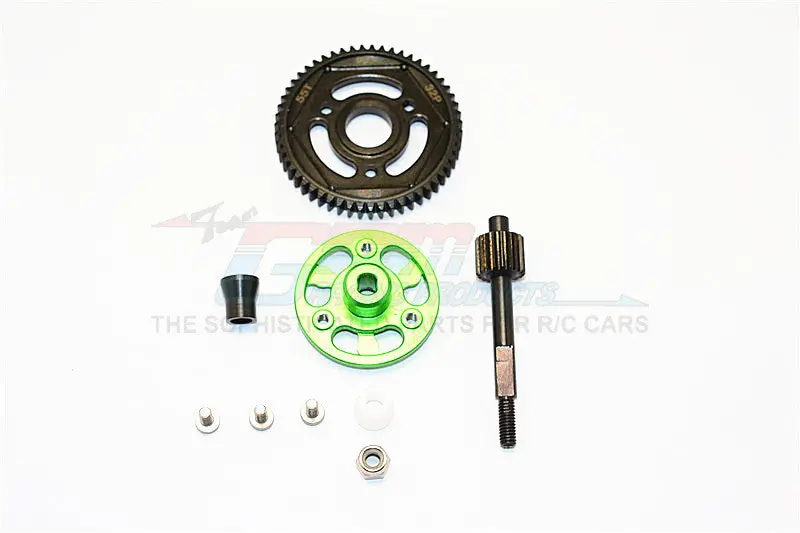 Axial Scx10 Ii (Ax90047) Aluminum Spur Gear Adapter+Steel Gear 55T - 1 Set Green 1