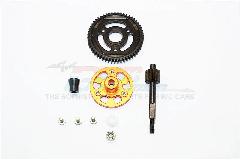 Axial Scx10 Ii (Ax90047) Aluminum Spur Gear Adapter+Steel Gear 55T - 1 Set Orange 1
