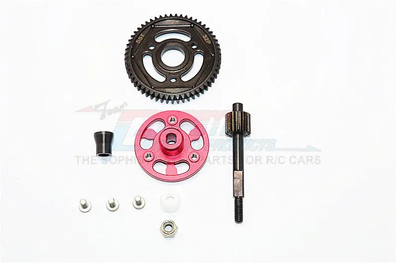 Axial Scx10 Ii (Ax90047) Aluminum Spur Gear Adapter+Steel Gear 55T - 1 Set Red 1
