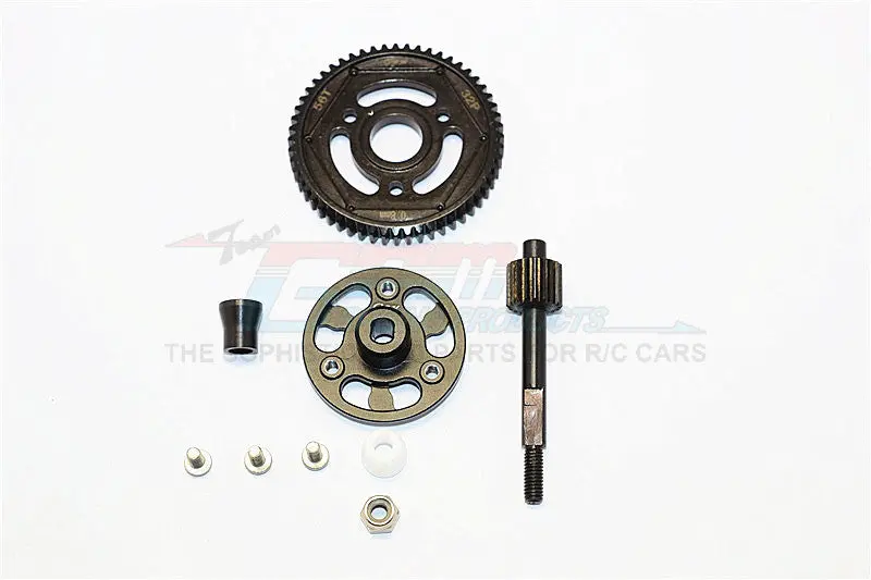 Axial Scx10 Ii (Ax90047) Aluminum Spur Gear Adapter+Steel Gear 56T - 1 Set Black 1