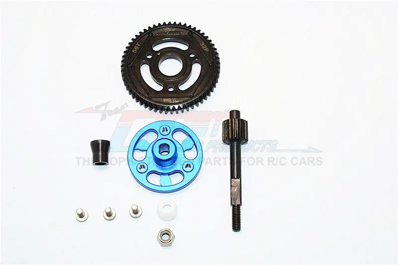 Axial Scx10 Ii (Ax90047) Aluminum Spur Gear Adapter+Steel Gear 56T - 1 Set Blue 1