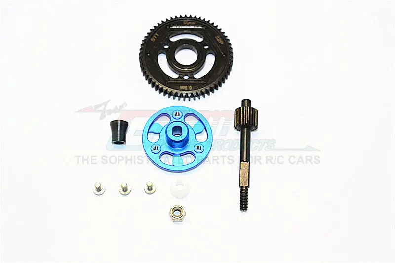 Axial Scx10 Ii (Ax90047) Aluminum Spur Gear Adapter+Steel Gear 57T - 1 Set Blue 1
