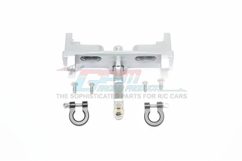 Axial Scx10 Ii Umg10 (Axi90075) Aluminium Rear Bumper Mount + D-Rings + Tow Hook - 1 Set Gray Silver 1