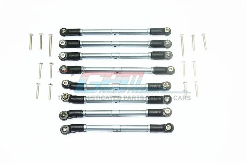 Axial Scx10 Ii Umg10 (Axi90075) Aluminum Adjustable Upper & Lower Suspension Links - 8Pc Set Gray Silver 1