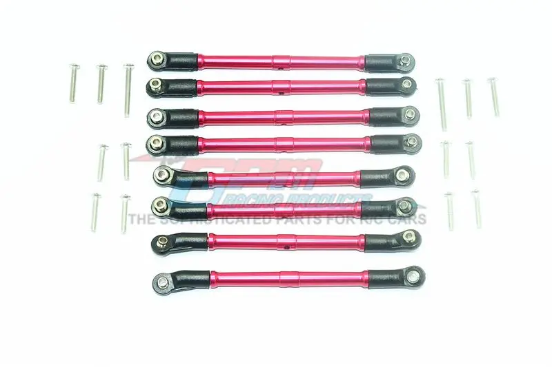 Axial Scx10 Ii Umg10 (Axi90075) Aluminum Adjustable Upper & Lower Suspension Links - 8Pc Set Red 1