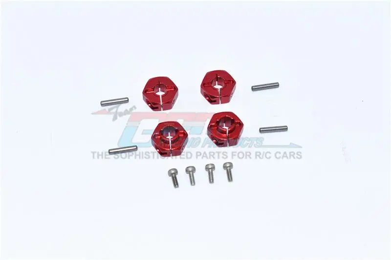 Axial Scx10 Ii Umg10 (Axi90075) Aluminum Front + Rear Hex Adapters - 4Pc Set Red 1