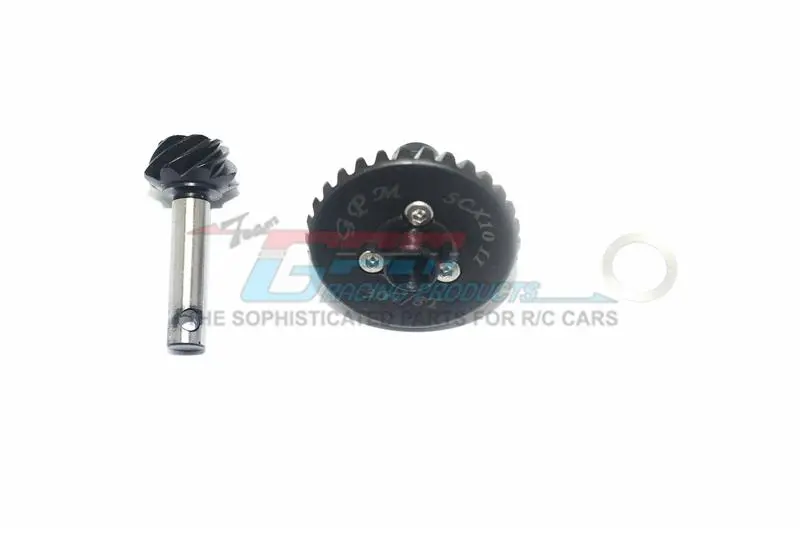 Axial Scx10 Ii Upgrade Parts (Ax90046, Ax90047, Axi90075) Harden Steel #45 Diff Bevel Gear 30T & Pinion Gear 8T - 3Pc Set Black 1