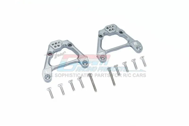 Axial Scx10 Iii Jeep Jl Wrangler (Axi03007) Aluminum Adjustable Rear Damper Mount - 2Pc Set Gray Silver 1