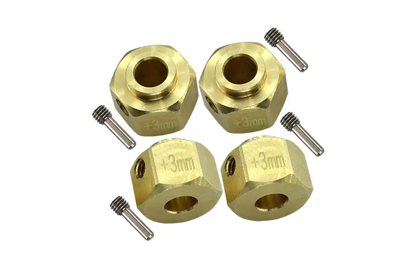 Axial Scx10 Iii Jeep Wrangler / Capra 1.9 Unlimited Trail Buggy Brass Wheel Hex Adapters +3Mm - 4Pc Set 1