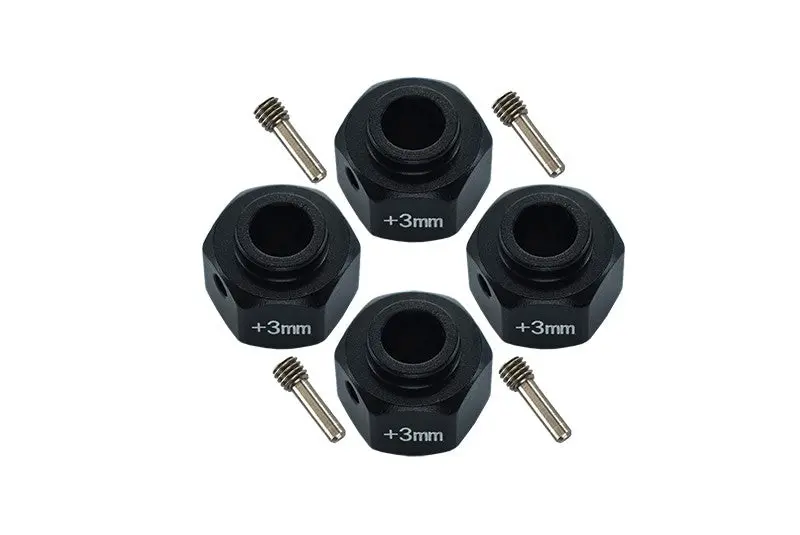 Axial Scx10 Iii Jeep Wrangler / Capra 1.9 Utb Aluminum Wheel Hex Adapters +3Mm - 4Pc Set Black 1
