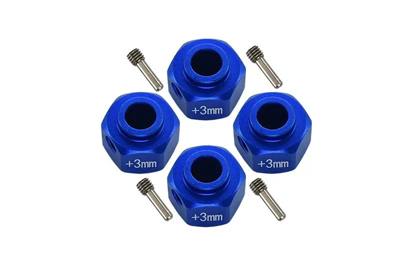 Axial Scx10 Iii Jeep Wrangler / Capra 1.9 Utb Aluminum Wheel Hex Adapters +3Mm - 4Pc Set Blue 1