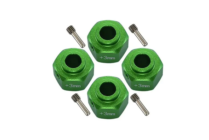 Axial Scx10 Iii Jeep Wrangler / Capra 1.9 Utb Aluminum Wheel Hex Adapters +3Mm - 4Pc Set Green 1