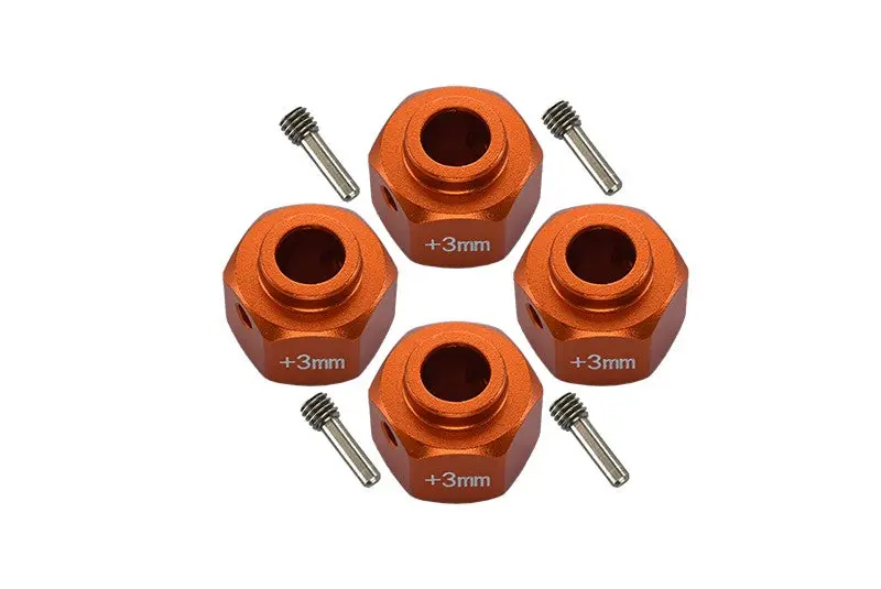 Axial Scx10 Iii Jeep Wrangler / Capra 1.9 Utb Aluminum Wheel Hex Adapters +3Mm - 4Pc Set Orange 1