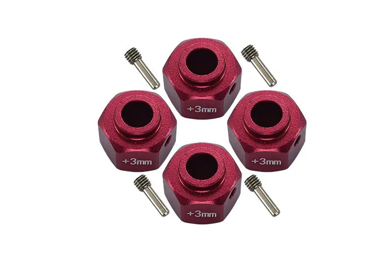 Axial Scx10 Iii Jeep Wrangler / Capra 1.9 Utb Aluminum Wheel Hex Adapters +3Mm - 4Pc Set Red 1