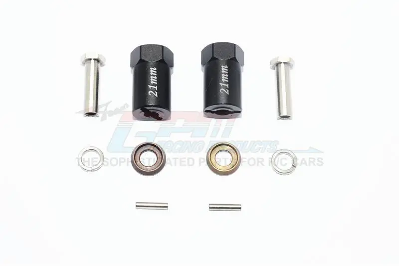Axial Scx10 & Scx10 Ii Aluminum Hex Adapter 21Mm Thick - 1Pr Set Black 1