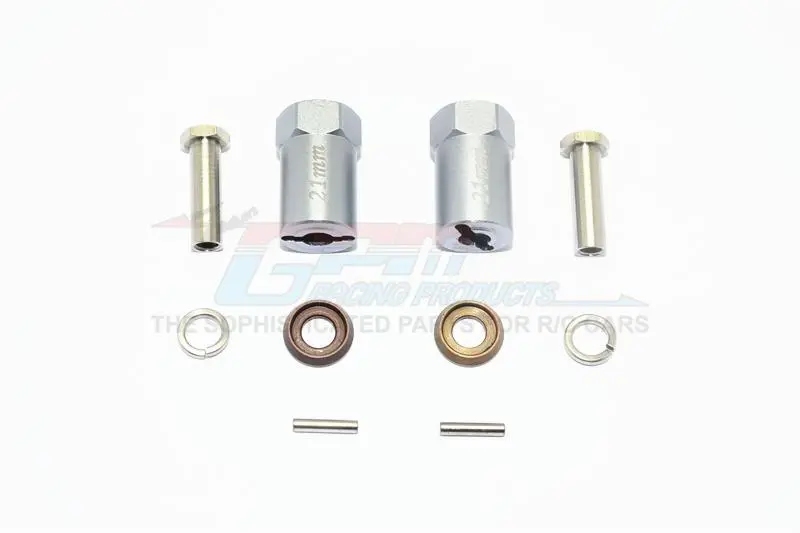 Axial Scx10 & Scx10 Ii Aluminum Hex Adapter 21Mm Thick - 1Pr Set Gray Silver 1