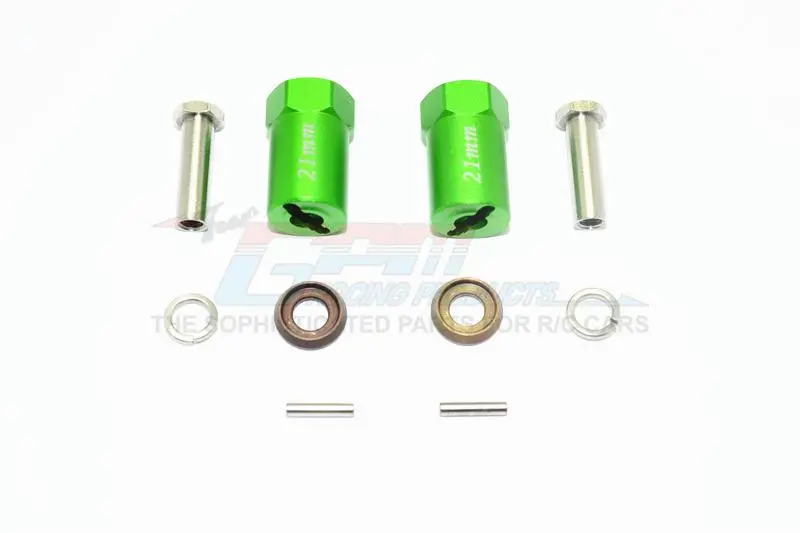 Axial Scx10 & Scx10 Ii Aluminum Hex Adapter 21Mm Thick - 1Pr Set Green 1