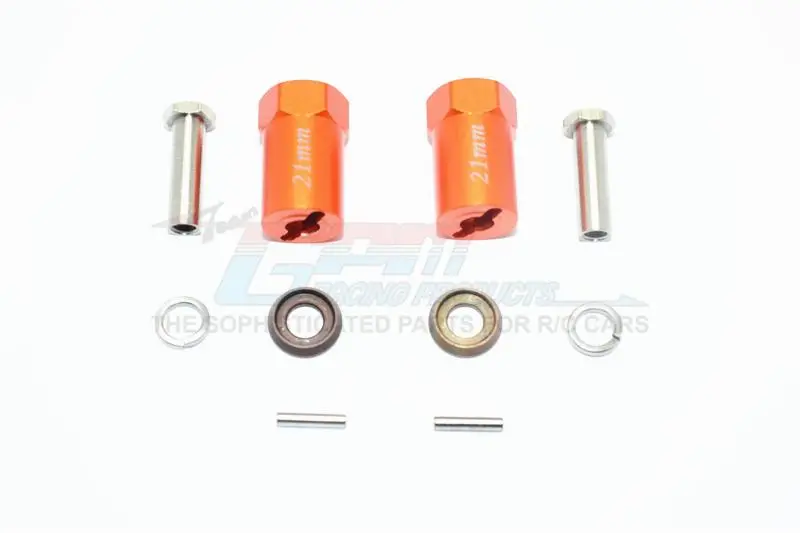 Axial Scx10 & Scx10 Ii Aluminum Hex Adapter 21Mm Thick - 1Pr Set Orange 1