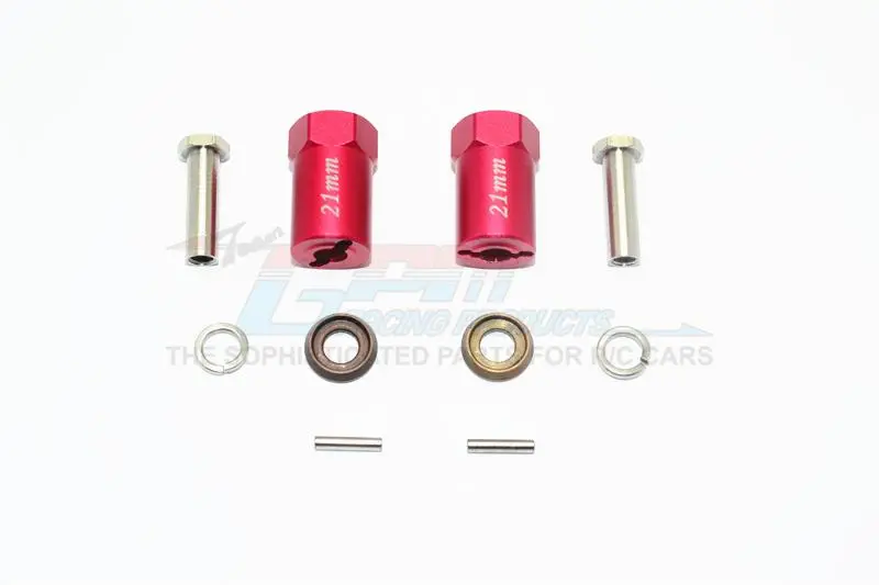 Axial Scx10 & Scx10 Ii Aluminum Hex Adapter 21Mm Thick - 1Pr Set Red 1