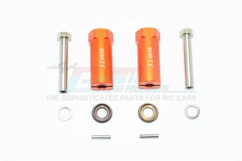 Axial Scx10 & Scx10 Ii Aluminum Hex Adapter 31Mm Thick - 1Pr Set Orange 1
