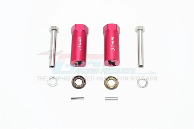 Axial Scx10 & Scx10 Ii Aluminum Hex Adapter 31Mm Thick - 1Pr Set Red 1