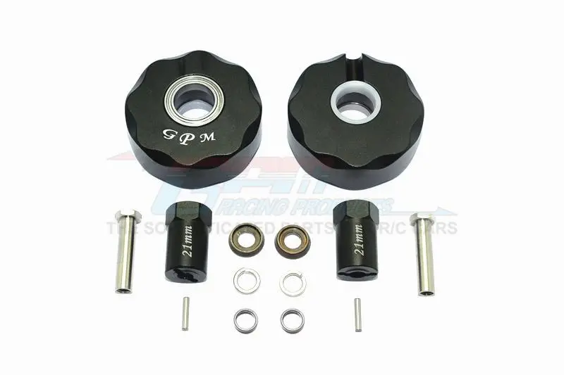 Axial Scx10 & Scx10 Ii Aluminum Pendulum Wheel Knuckle Axle Weight + 21Mm Hex Adapter - 1Pr Set Black 1