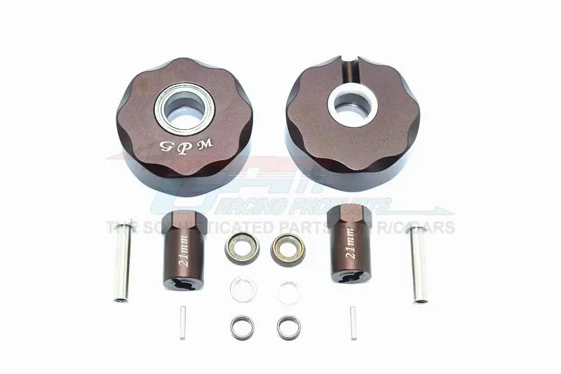Axial Scx10 & Scx10 Ii Aluminum Pendulum Wheel Knuckle Axle Weight + 21Mm Hex Adapter - 1Pr Set Brown 1