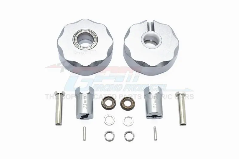 Axial Scx10 & Scx10 Ii Aluminum Pendulum Wheel Knuckle Axle Weight + 21Mm Hex Adapter - 1Pr Set Gray Silver 1