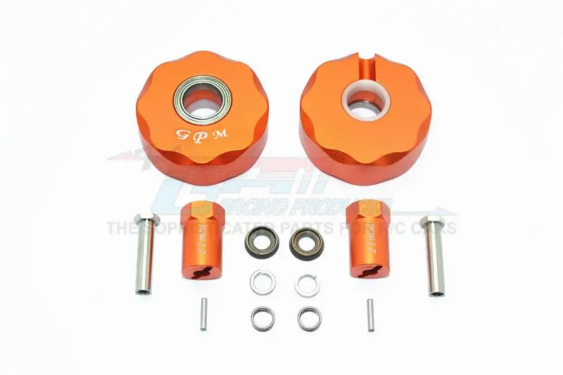 Axial Scx10 & Scx10 Ii Aluminum Pendulum Wheel Knuckle Axle Weight + 21Mm Hex Adapter - 1Pr Set Orange 1