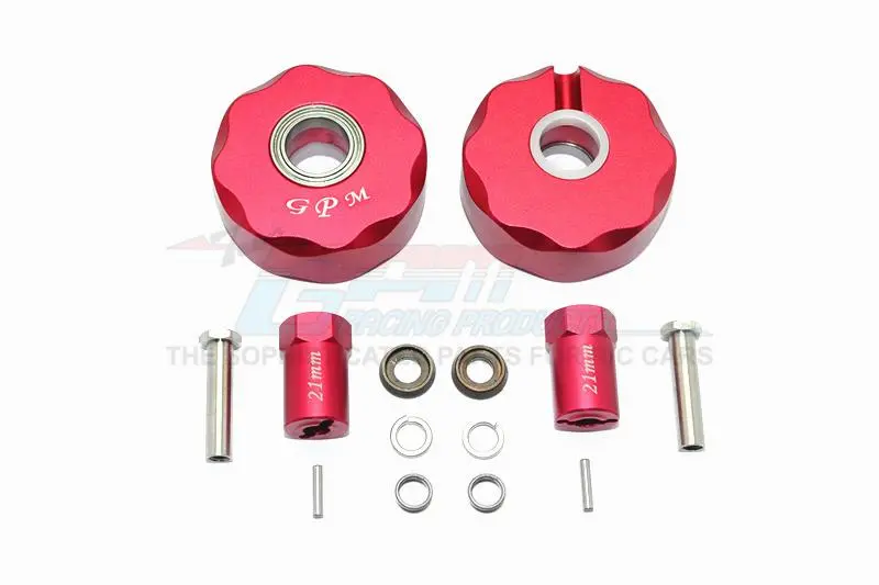 Axial Scx10 & Scx10 Ii Aluminum Pendulum Wheel Knuckle Axle Weight + 21Mm Hex Adapter - 1Pr Set Red 1