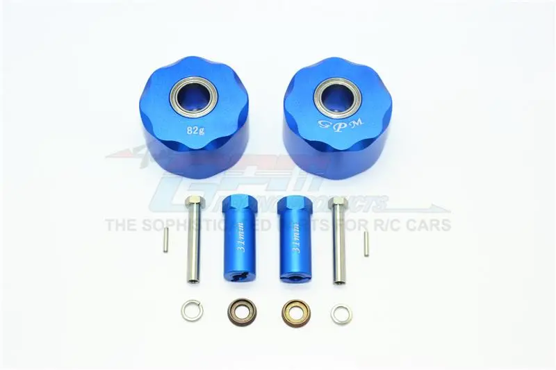 Axial Scx10 & Scx10 Ii Aluminum Pendulum Wheel Knuckle Axle Weight + 31Mm Hex Adapter - 1Pr Set Blue 1