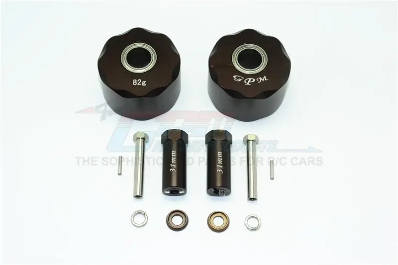 Axial Scx10 & Scx10 Ii Aluminum Pendulum Wheel Knuckle Axle Weight + 31Mm Hex Adapter - 1Pr Set Brown 1