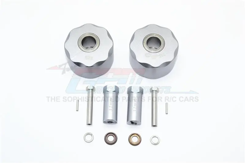Axial Scx10 & Scx10 Ii Aluminum Pendulum Wheel Knuckle Axle Weight + 31Mm Hex Adapter - 1Pr Set Gray Silver 1